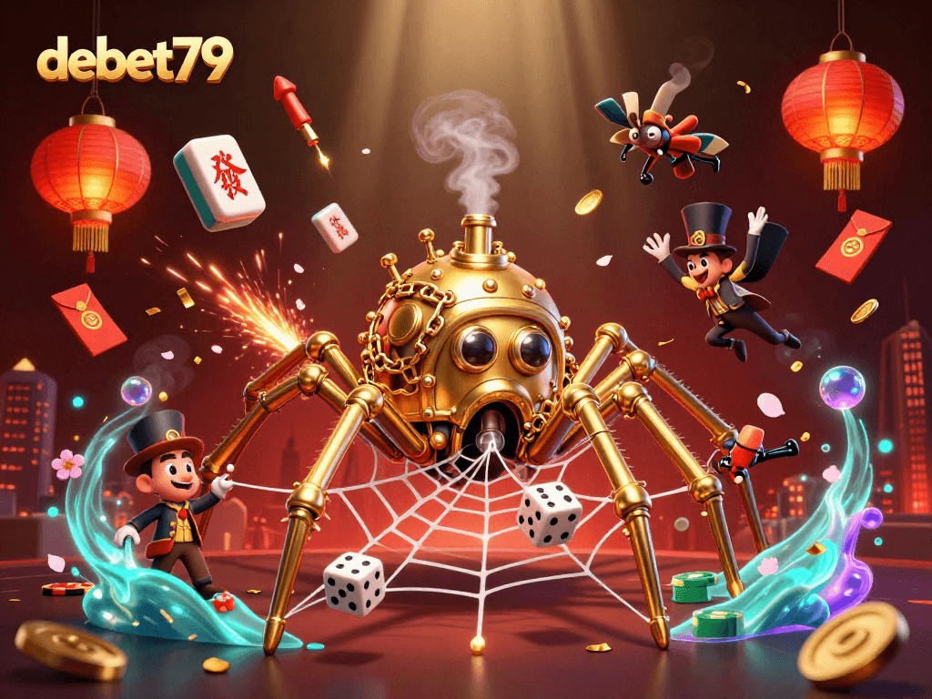 Play thrilling games at debet79 with an intricate steampunk-themed illustration