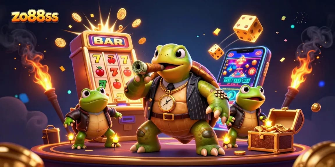 Join the excitement with zo88sss as a snapping turtle mobster and bullfrog enforcers light up the casino!