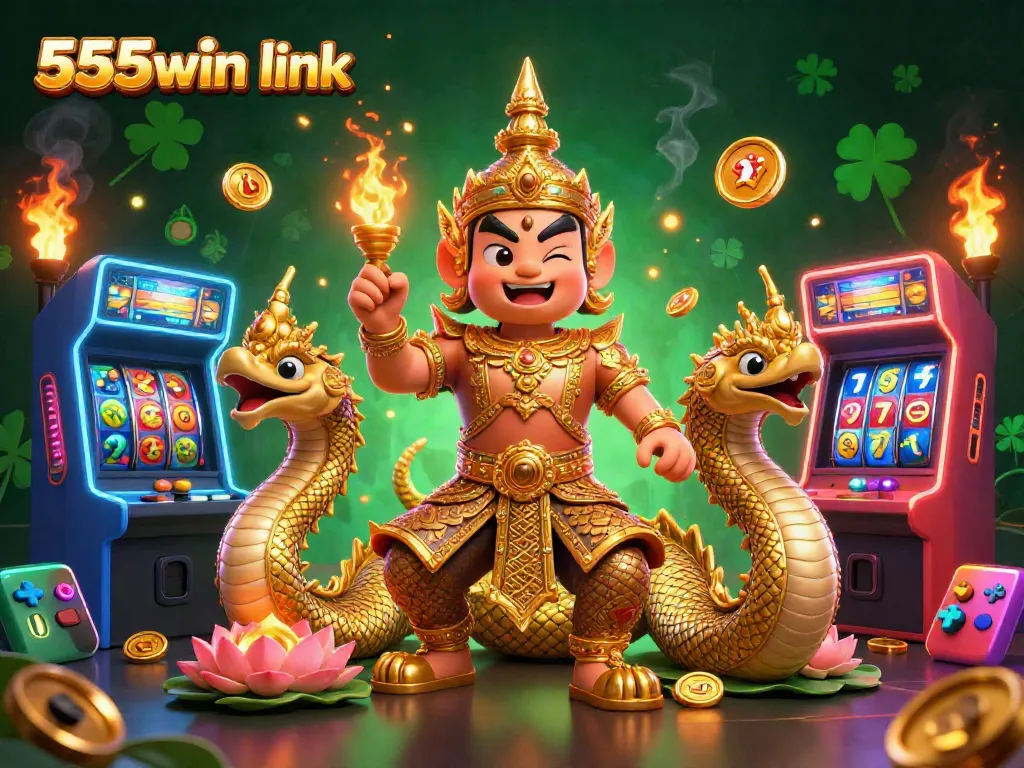 Engage with thrilling slot action in the vibrant 555win link casino illustration.