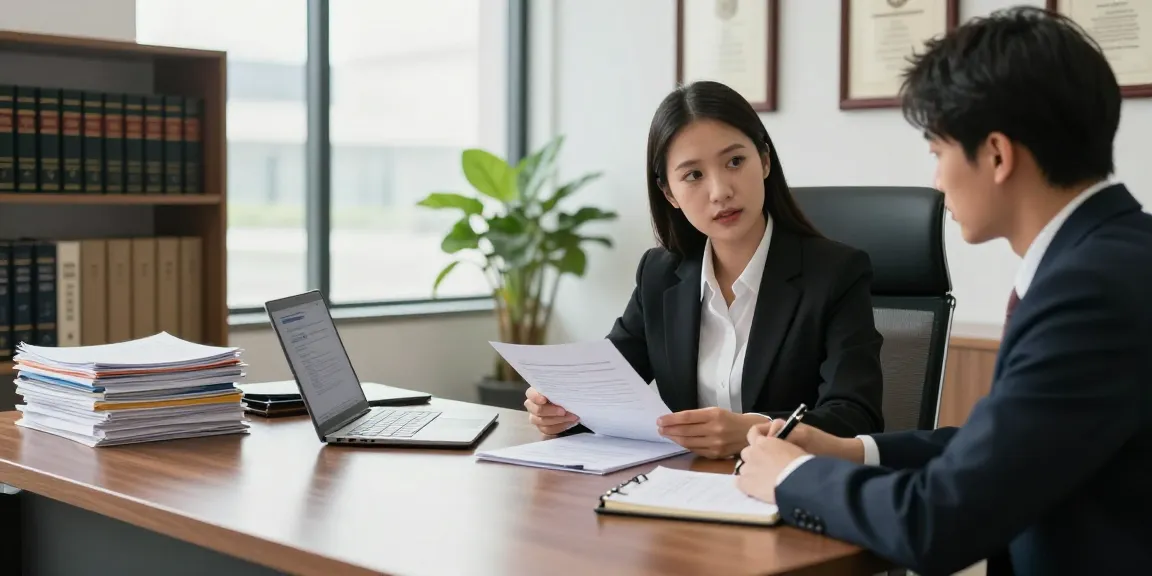 This guy consulting with a professional lawyer at a law office