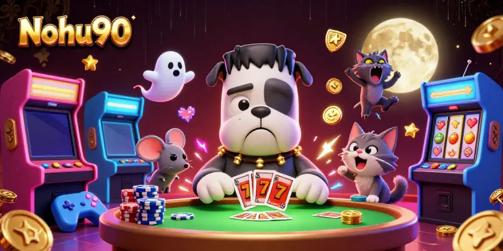 Engage with Nohu90's thrilling casino atmosphere, featuring dynamic 3D character scenes.