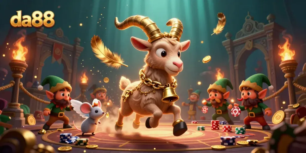 Engage in da88 excitement with Krampus and merry characters in a thrilling casino scene.