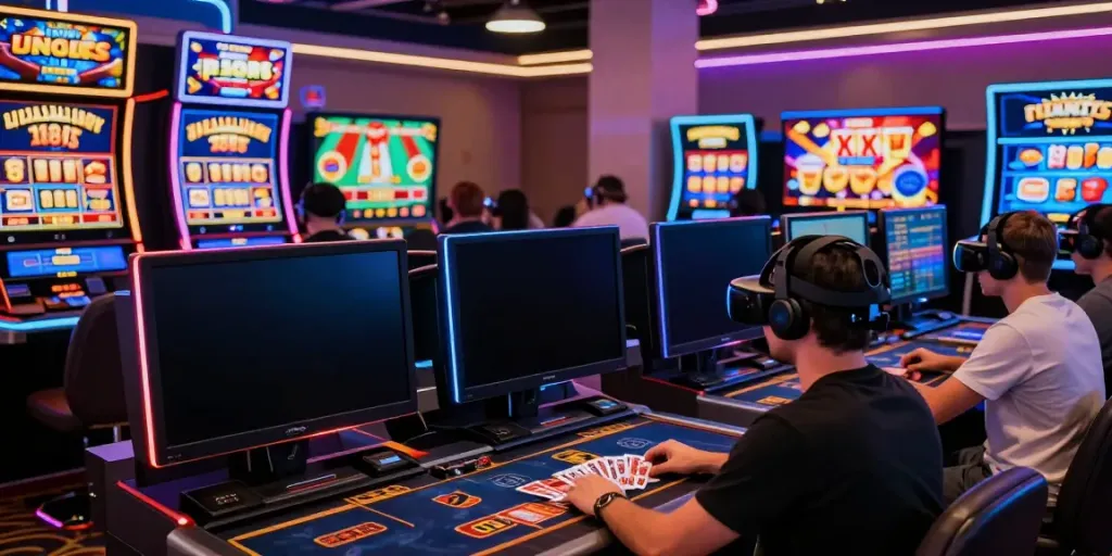 Dynamic gaming scene demonstrating players on http://gem88-mobile.com engaging with captivating online casino games.