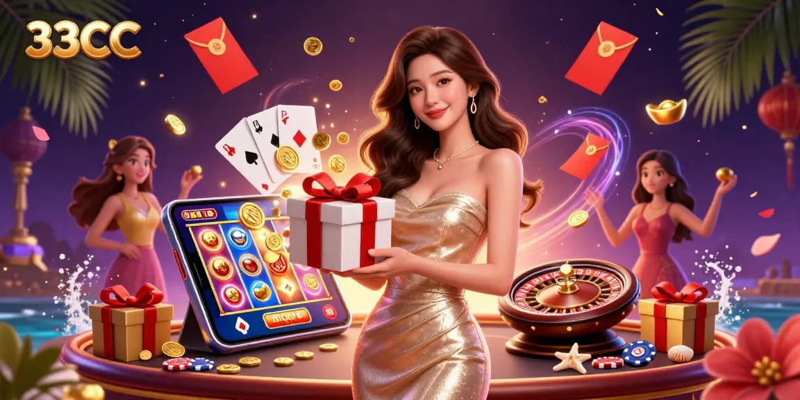 Play thrilling slots and win big with 33CC in a vibrant casino setting full of excitement.