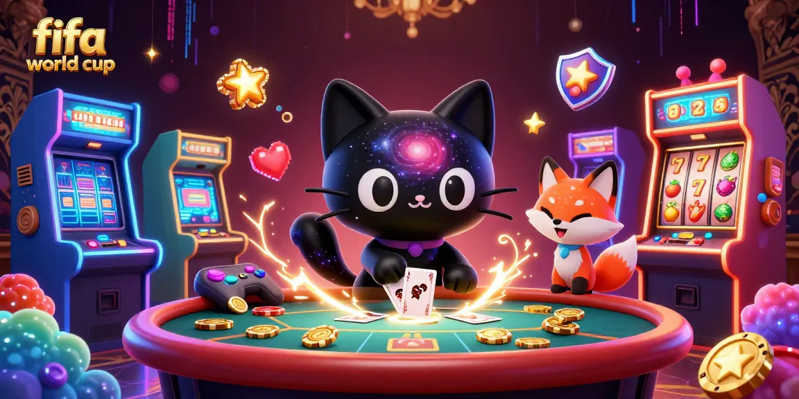 Experience the thrill of the fifa world cup with vibrant casino elements and cosmic characters.