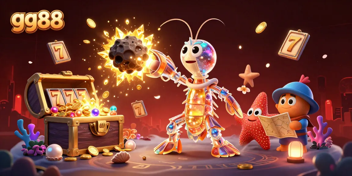Engage in thrilling gameplay at gg88 with a galactic samurai mantis shrimp amidst casino elements