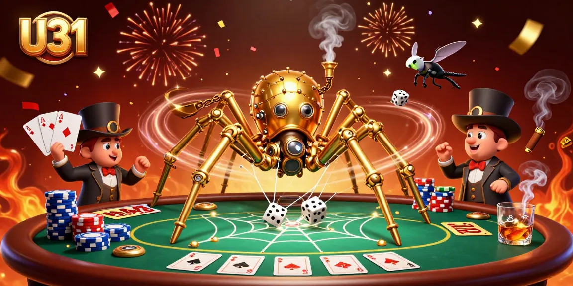 Engaging U31 casino characters illustrate luck and chance with poker dynamics and steampunk flair.