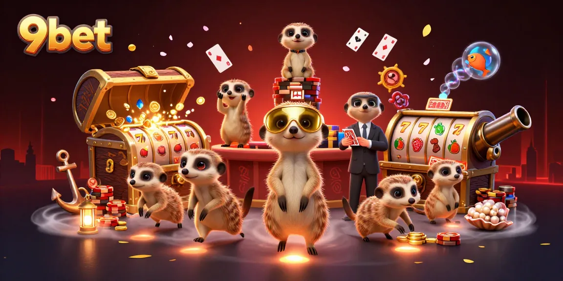 Engage with the vibrant 9bet casino scene featuring meerkats at work, immersing in fun gaming action.