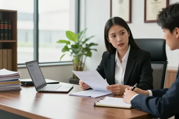 This guy consulting with a professional lawyer at a law office