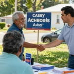 Casey Askar engaging with community members during his campaign in FL-22