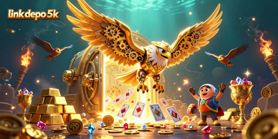 Experience excitement with the link depo 5k as a golden eagle dives into a treasure-filled scene.