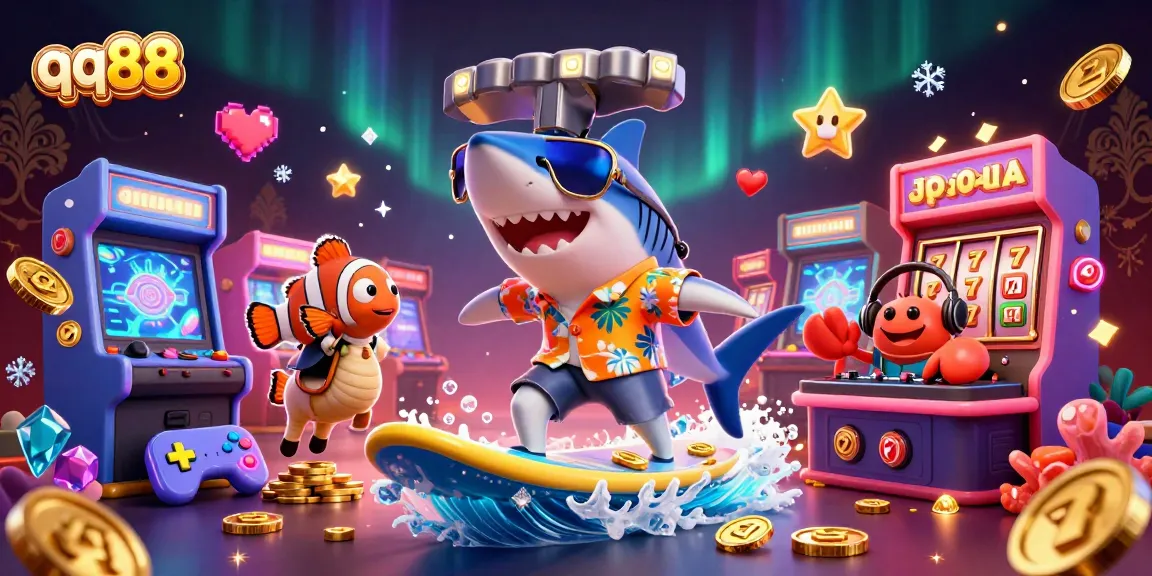 Engage in thrilling gameplay with qq88's vibrant casino-themed 3D illustration showcasing iconic gaming elements.